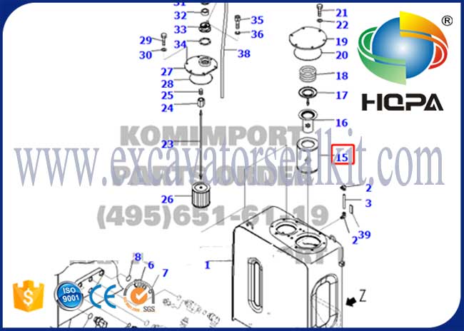 207-60-71182 Filtr oleju hydraulicznego zamontowany w zbiorniku hydraulicznym Komatsu PC228US-3E0