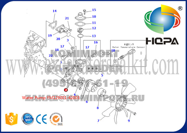 3D84 4D84 Części hydrauliczne do koparek / Pompa wodna silnika Komatsu YM129001-42003